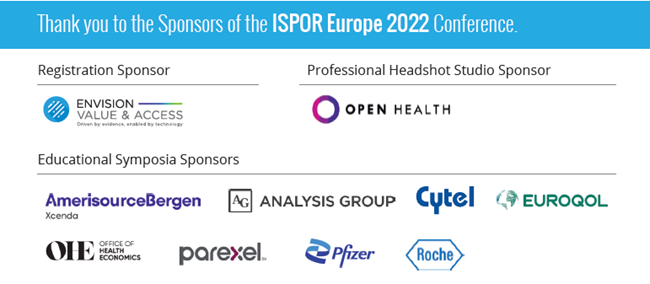 ISPOR Europe 2022 Conference Sponsors ISPOR Europe 2022 Conference Sponsors